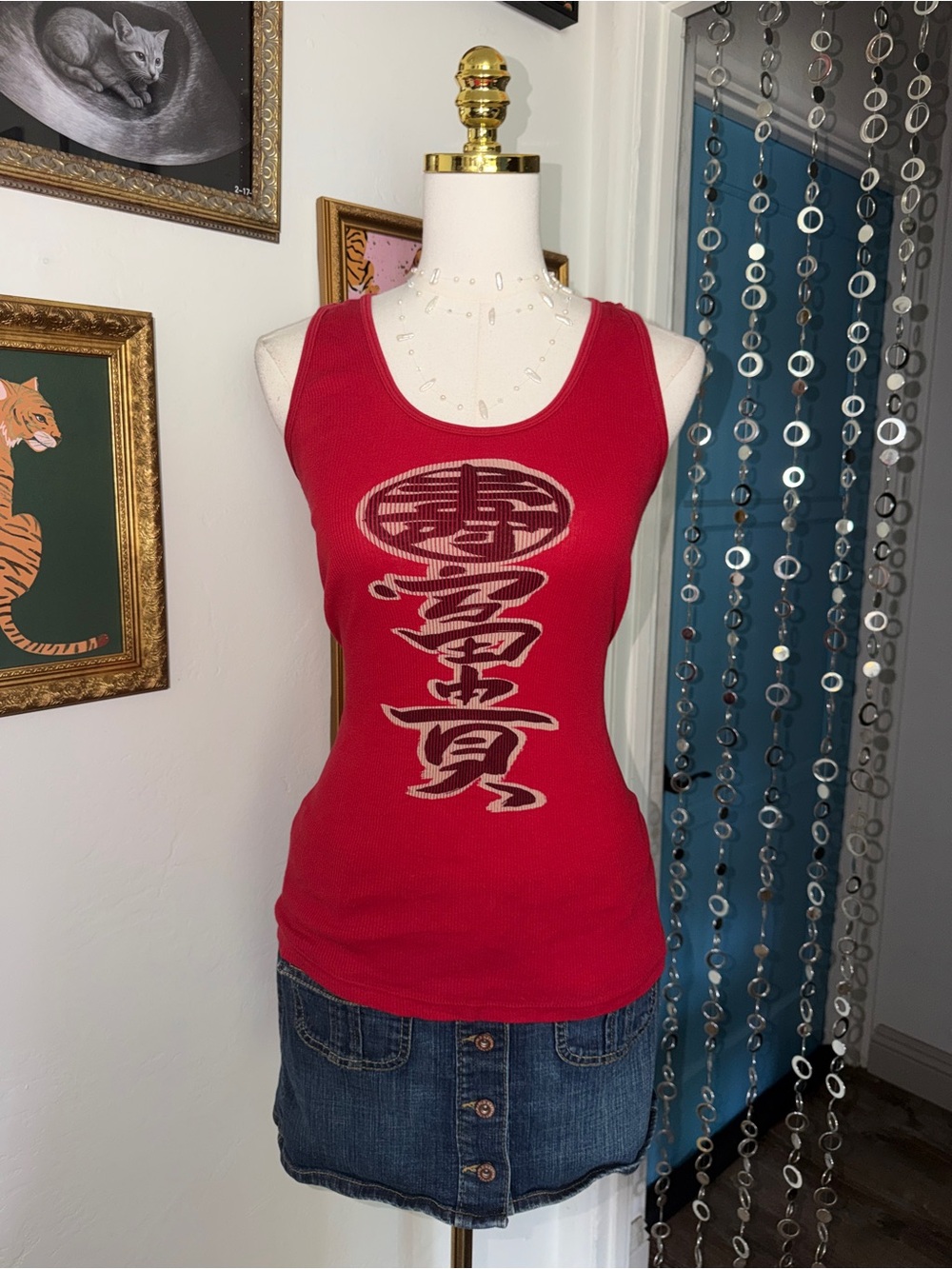 Vintage Y2K Red Sleeveless Graphic Tank Top